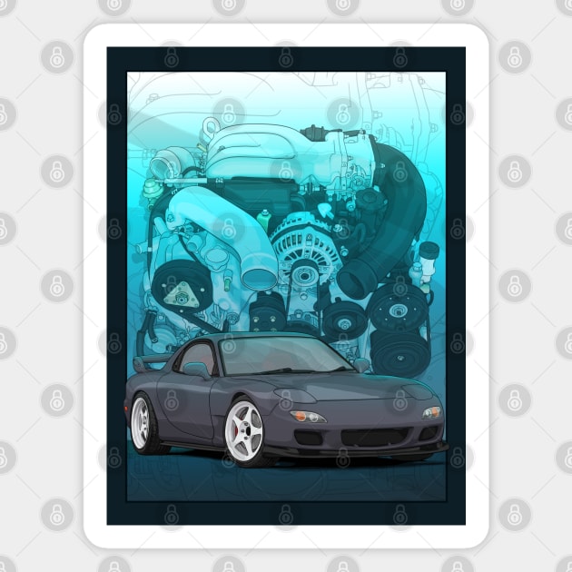 RX7 fd3s with 13b background Magnet by ArtyMotive